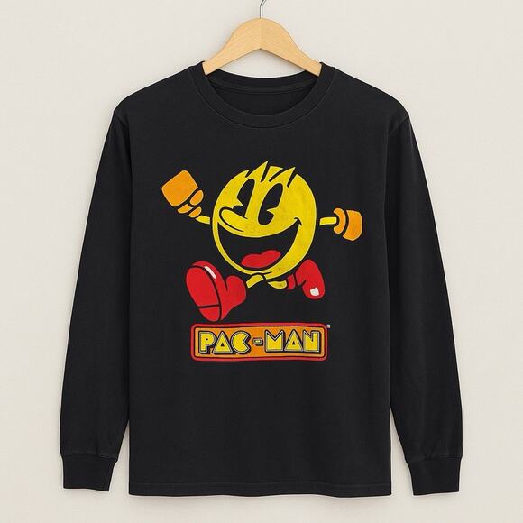 Pac-Man Long Sleeve Tee 🕹️ | Size M | Retro Gamer Shirt - Picture 1 of 6